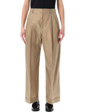 Soeur Watson Pleated Cotton Poplin Pants Sable Organic