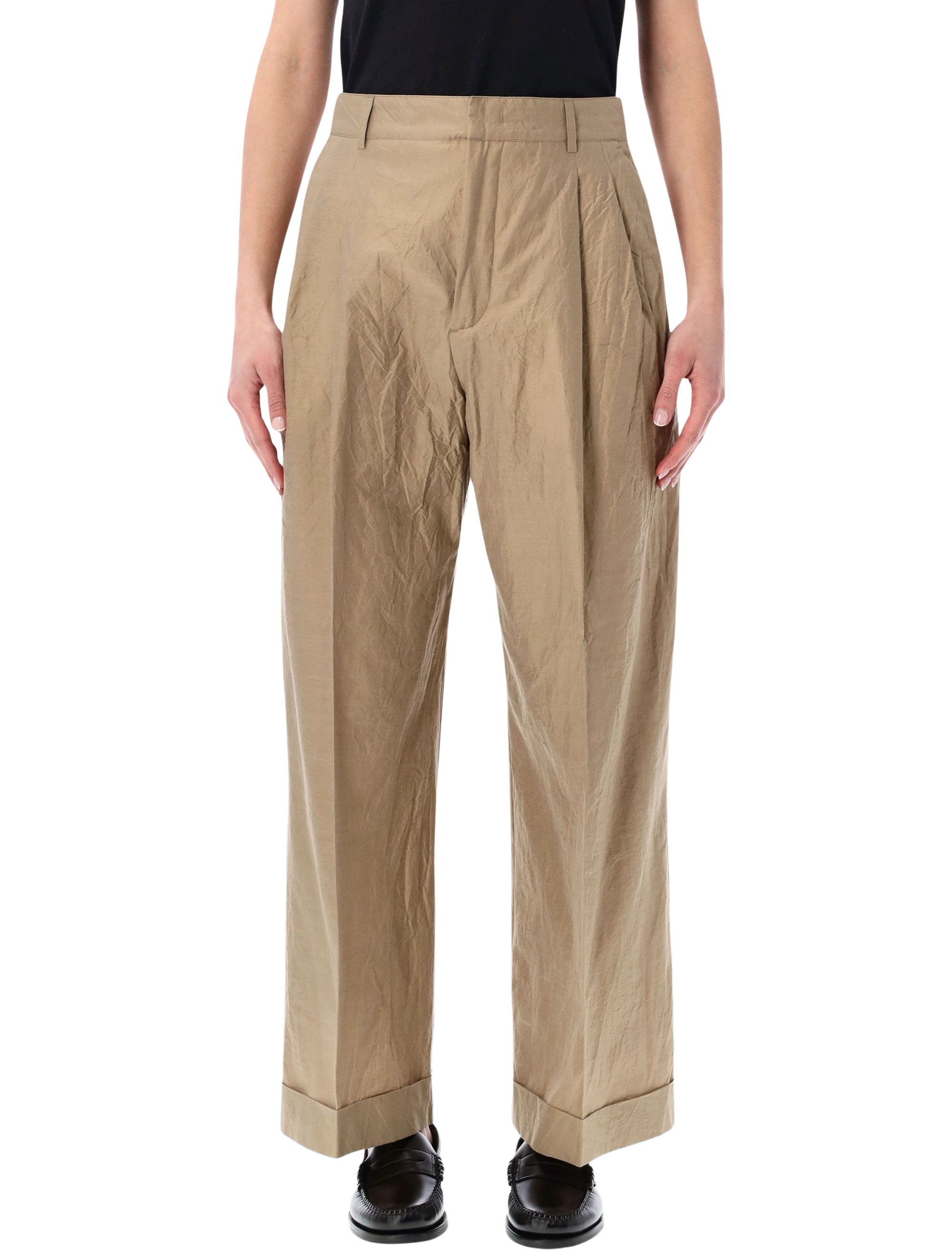 Soeur Watson Pleated Cotton Poplin Pants Sable Organic