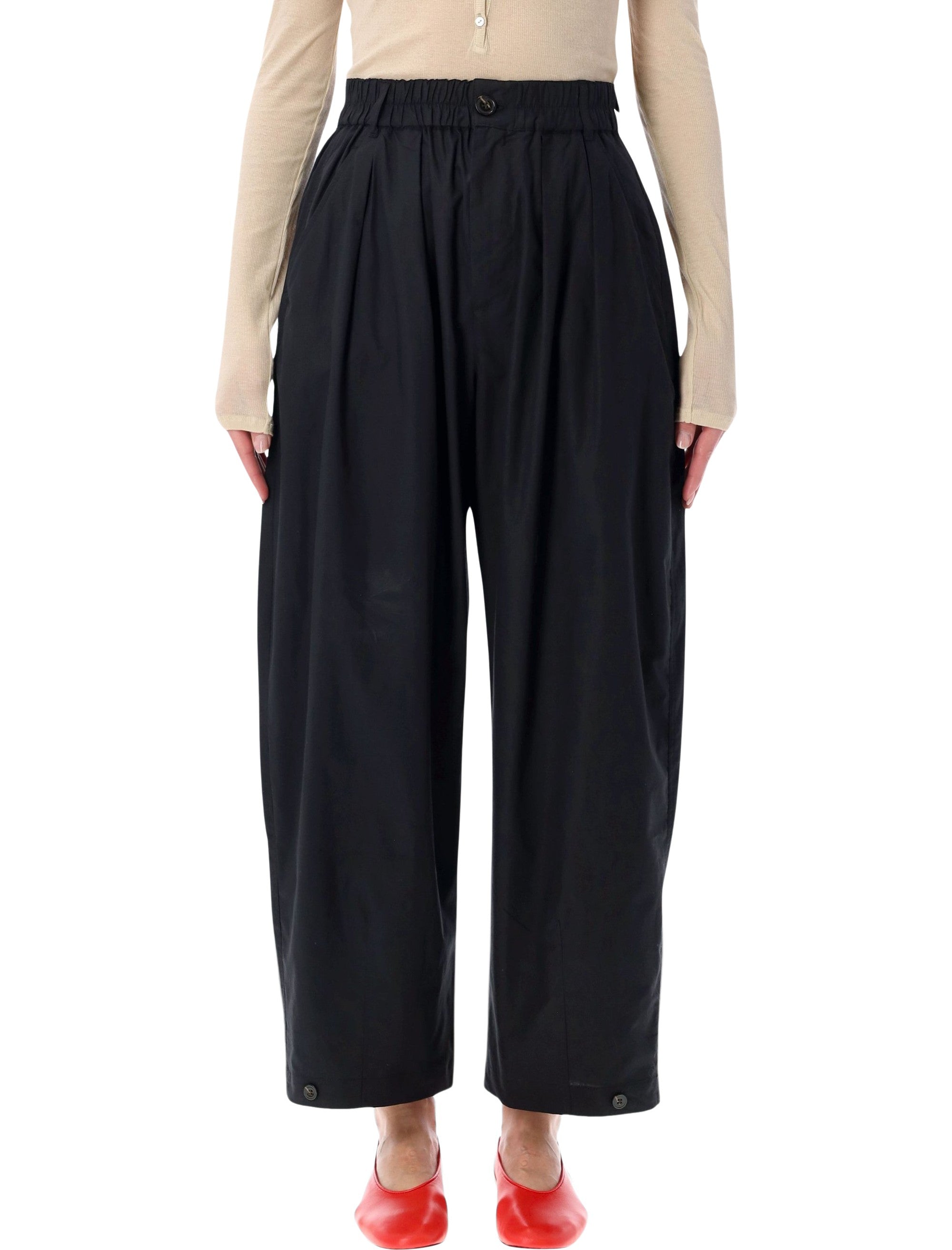 Soeur Vernon poplin wide-leg pants Noir Cotton Recycle