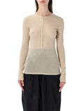 Soeur Isabella long-sleeve sheer cotton top Ecru Organic