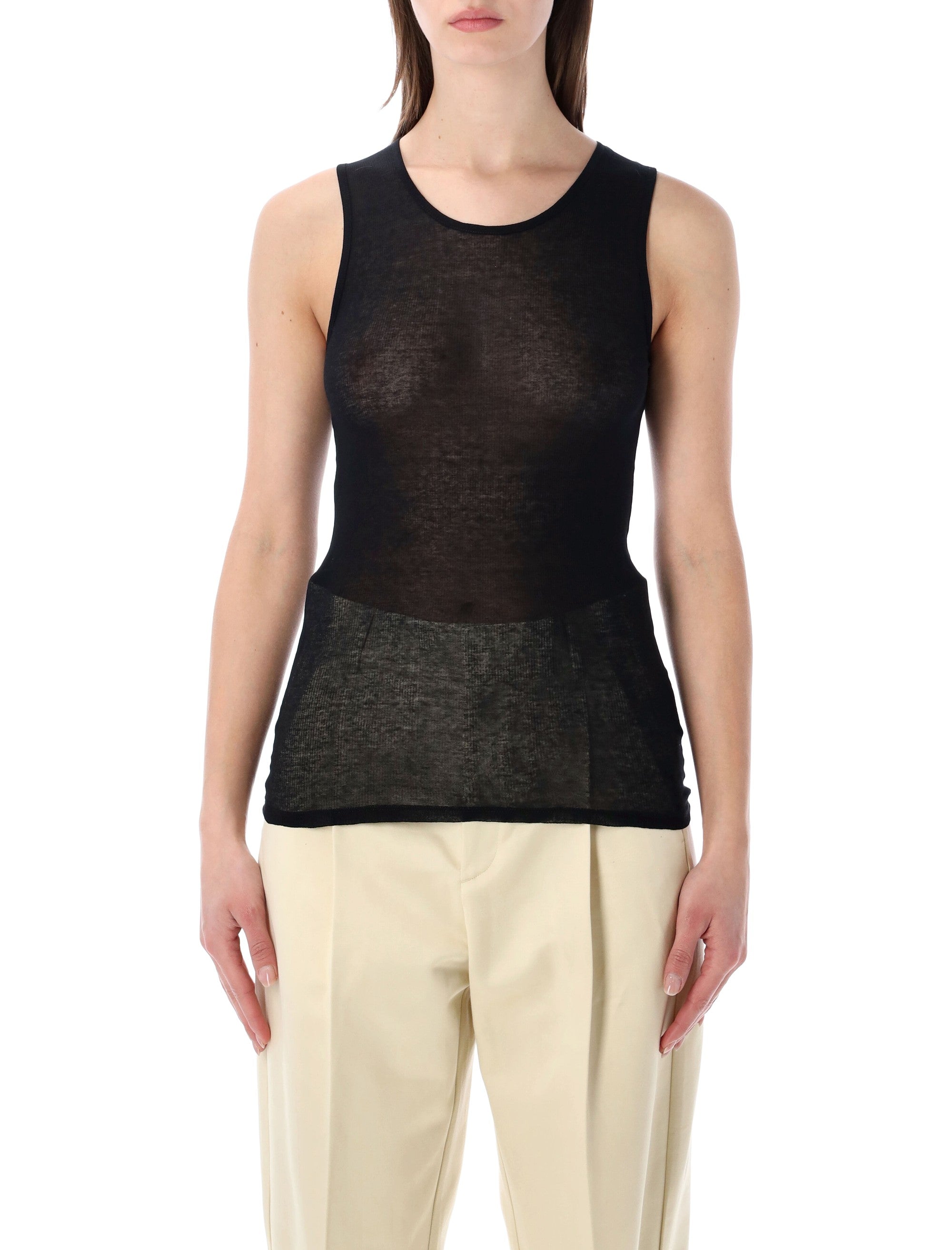 Soeur Isis sleeveless sheer cotton top Noir Organic