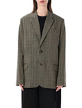 Soeur Hermosa Checked Tailored Blazer Maroon Green Check Wool