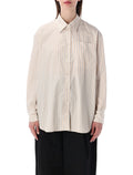 Soeur Carlotta striped cotton poplin shirt Orange Gris Stripe