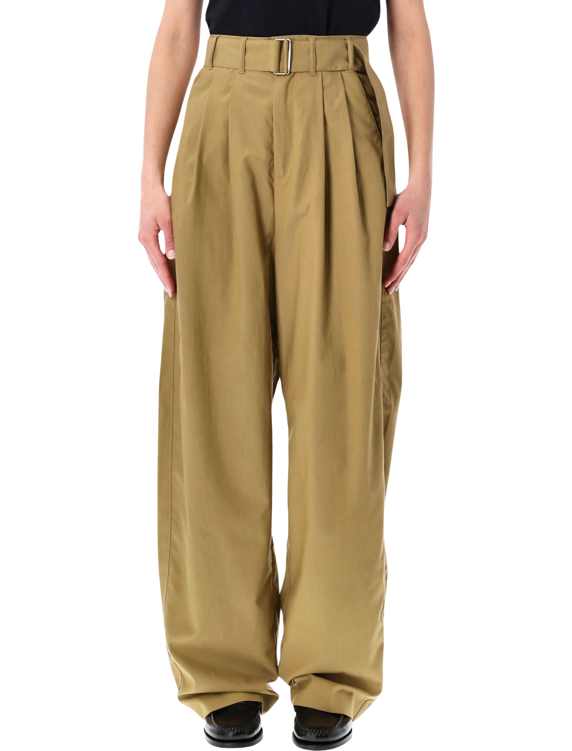 Soeur Cole wide cotton-lyocell pants Sable