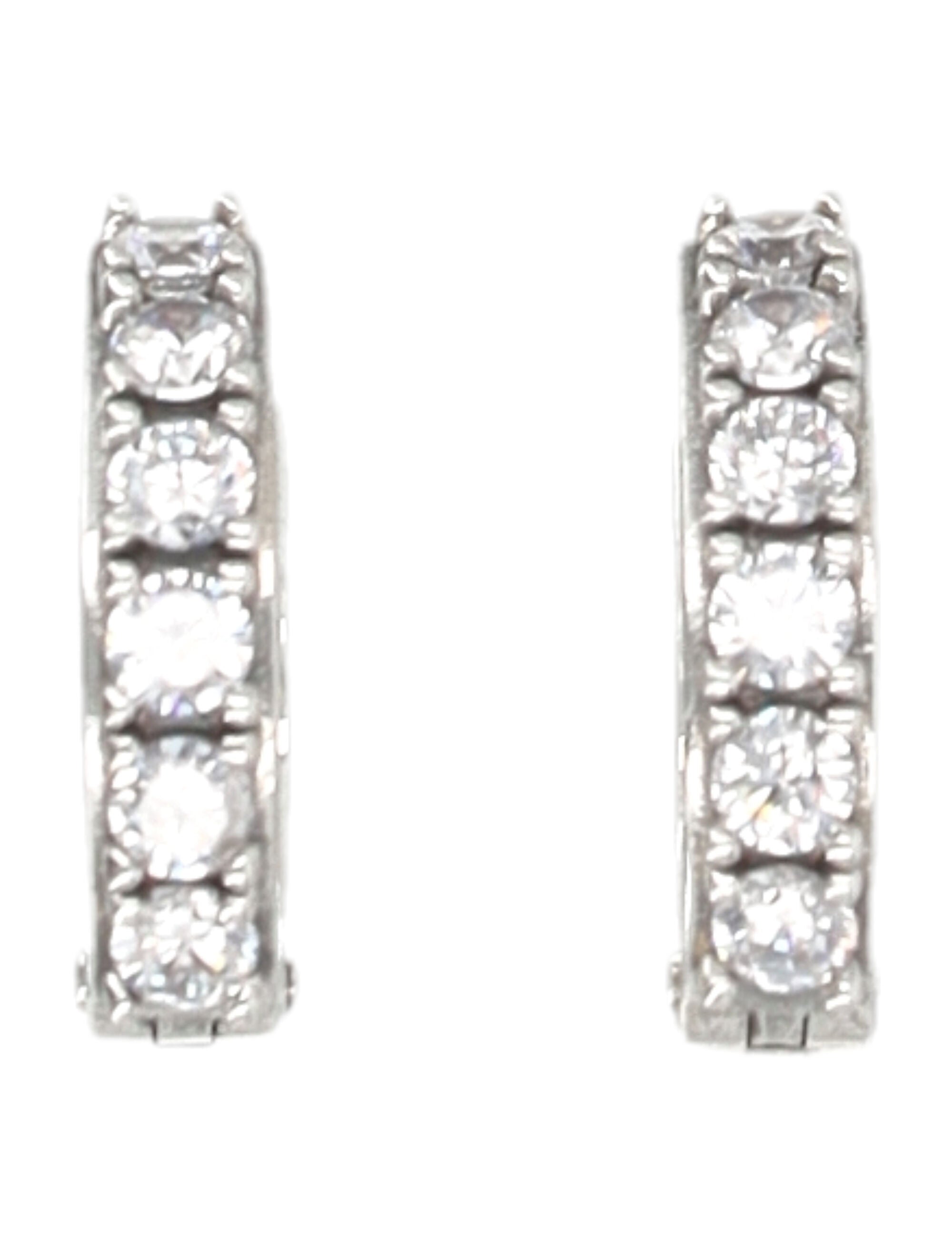 Emanuele Bicocchi Silver Crystal Hoop Earrings Clear Sterling