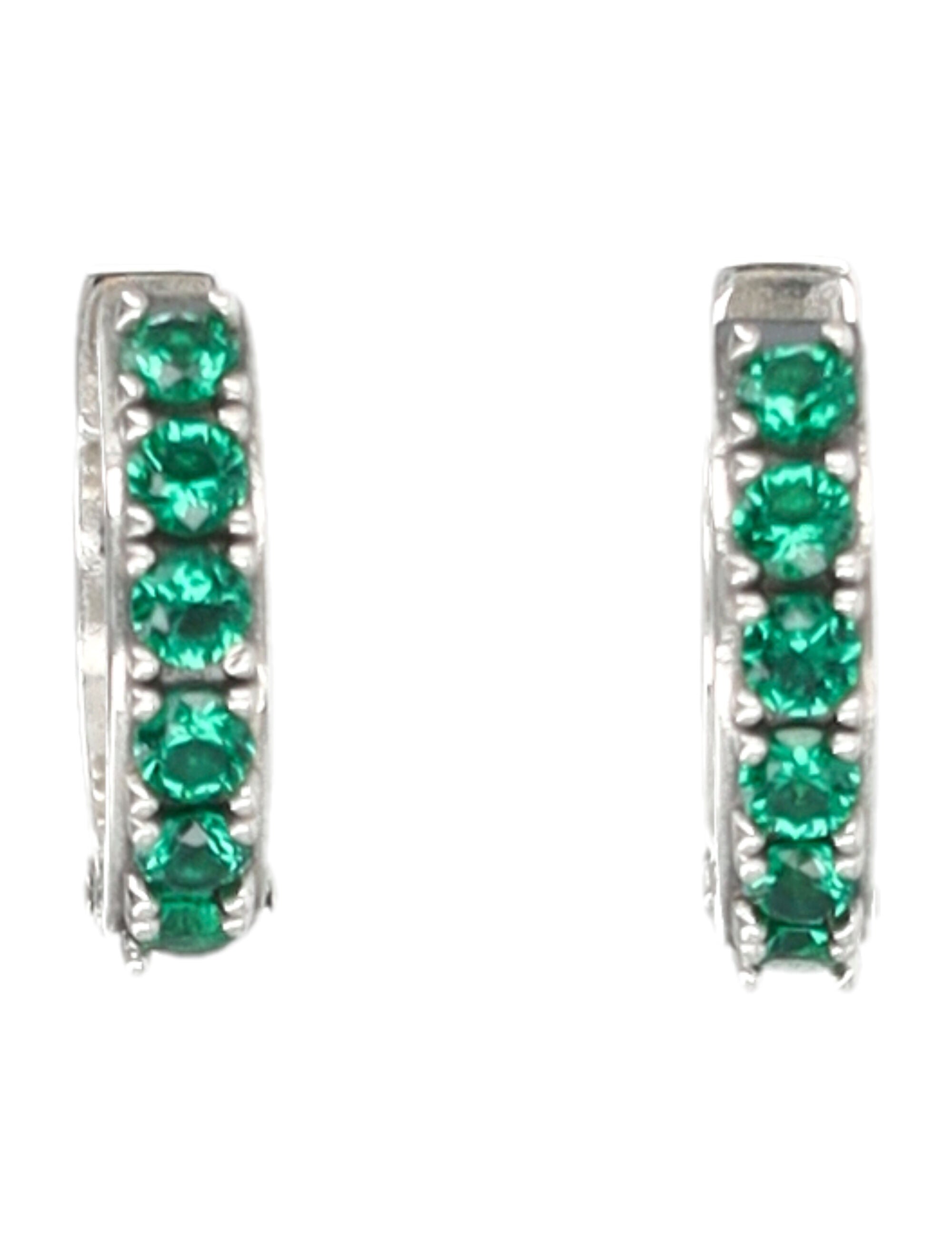 Emanuele Bicocchi Silver Crystal Hoop Earrings Green Sterling