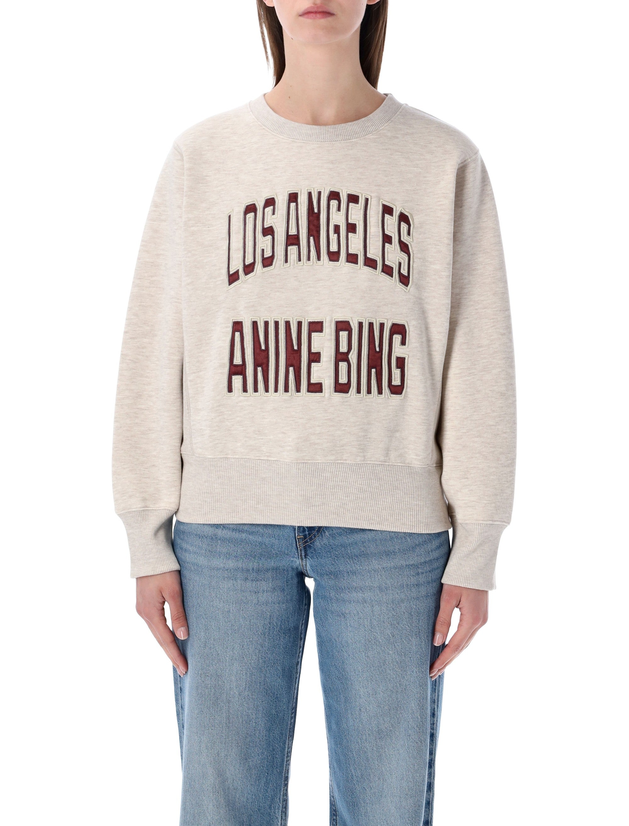 Anine Bing Harry Shrunken black sweatshirt Oatmeal Melange Cotton
