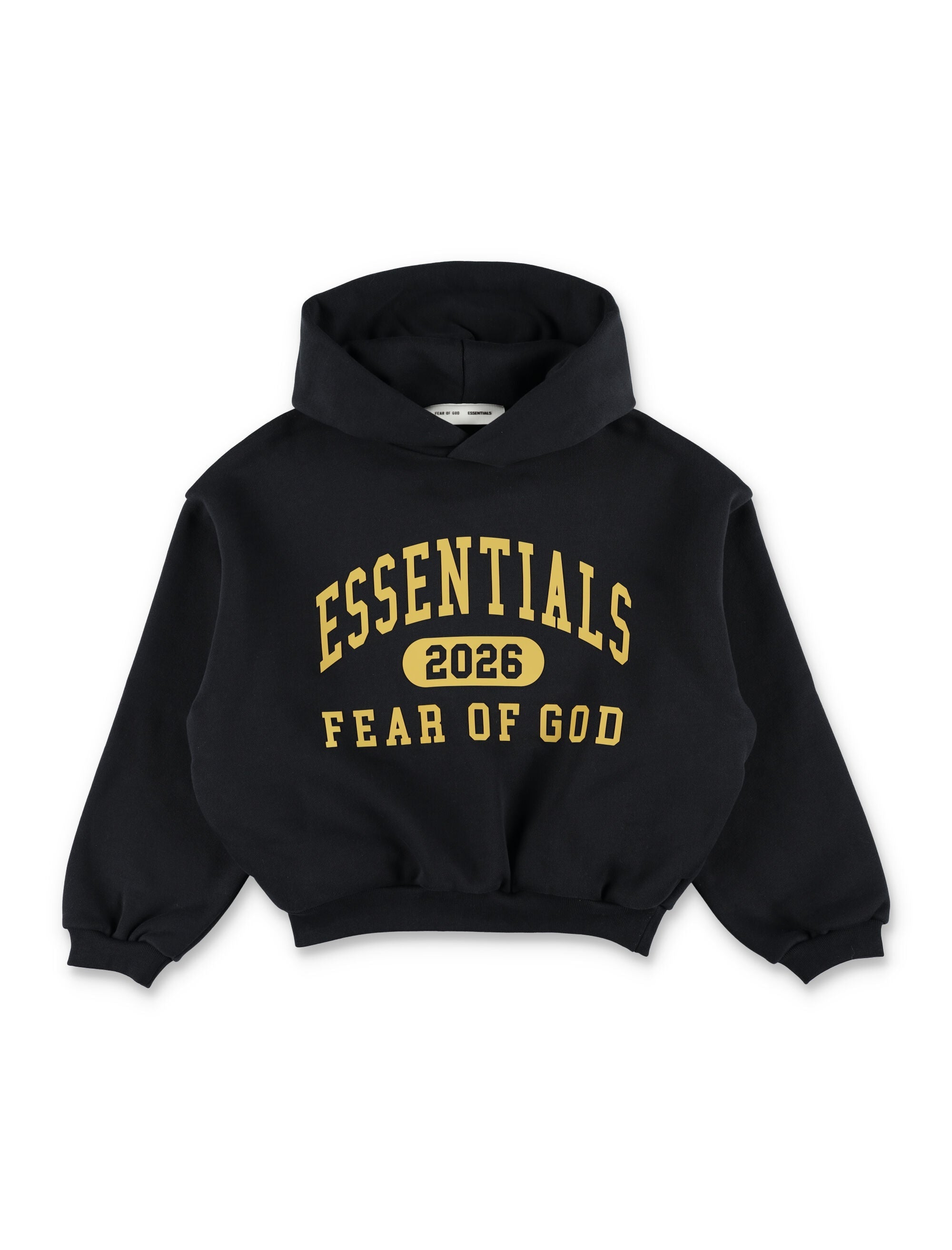 Essentials Fear of God Kids Classic Hoodie Vintage Black Cotton Fleece