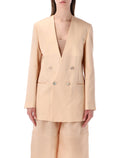 Alberta Ferretti double-breasted silk organza jacket Rose Lining Blazer