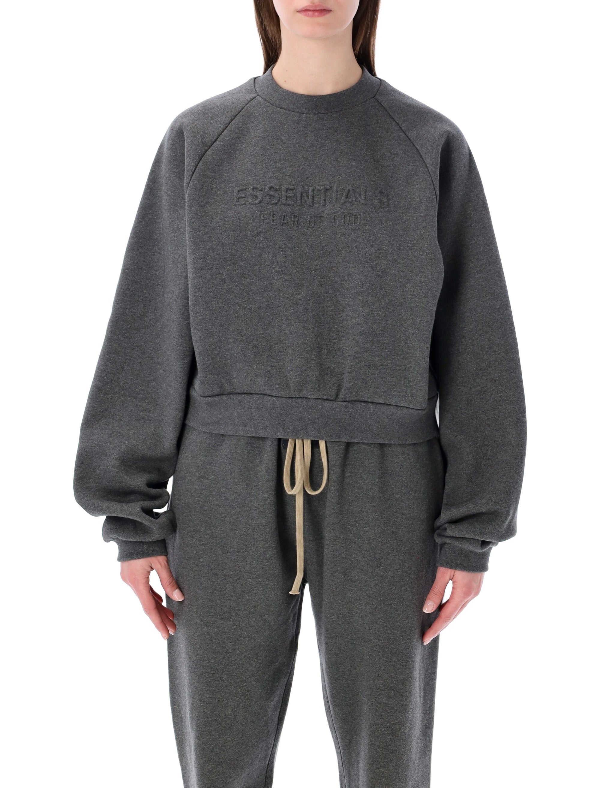Essentials Fear of God grey 90s raglan crewneck Charcoal Heater Cotton Sweatshirt