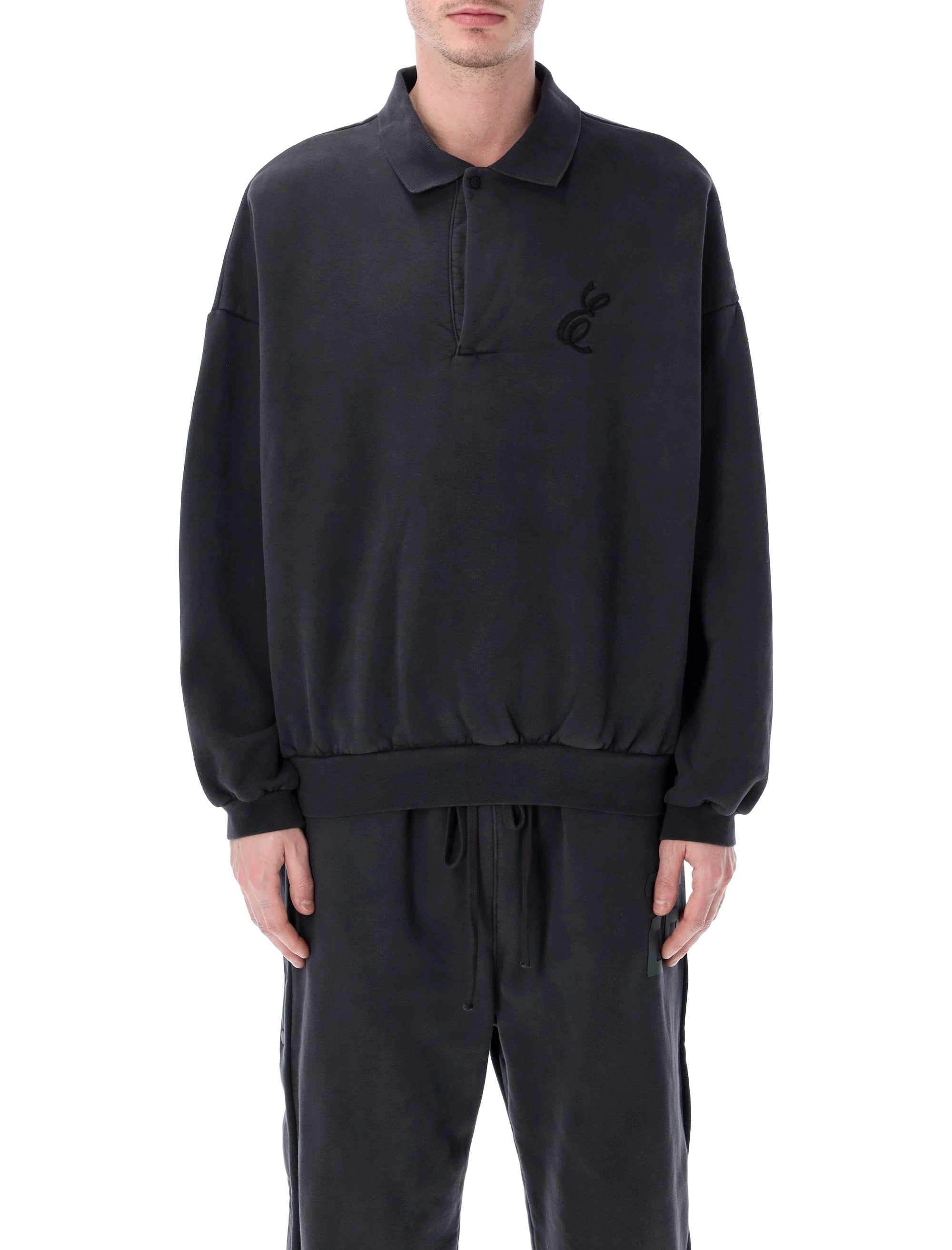 Fear of God Essentials black embroidered polo Vintage Cotton Sweatshirt