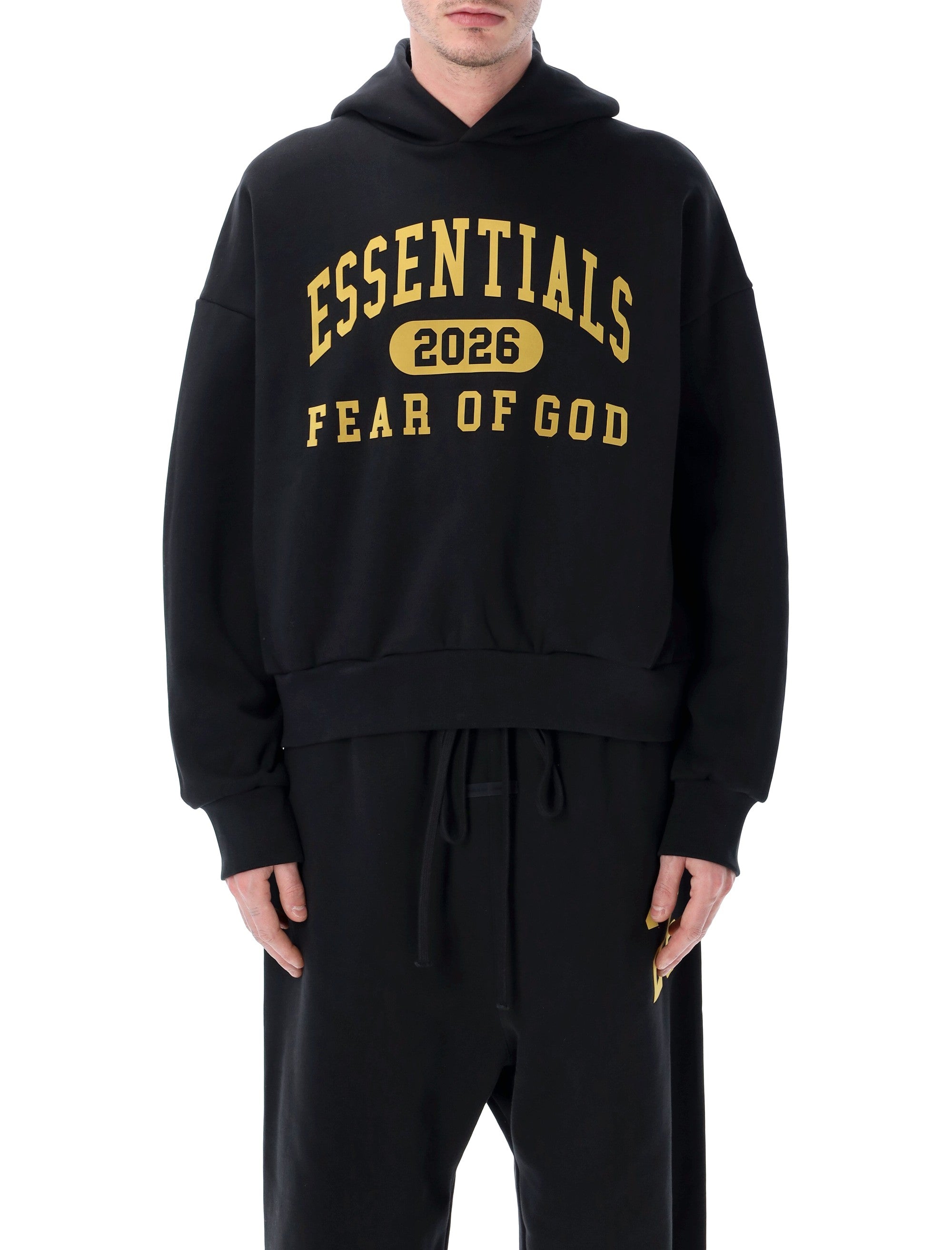 Fear of God Essentials Classic hoodie black Vintage Cotton Sweatshirt