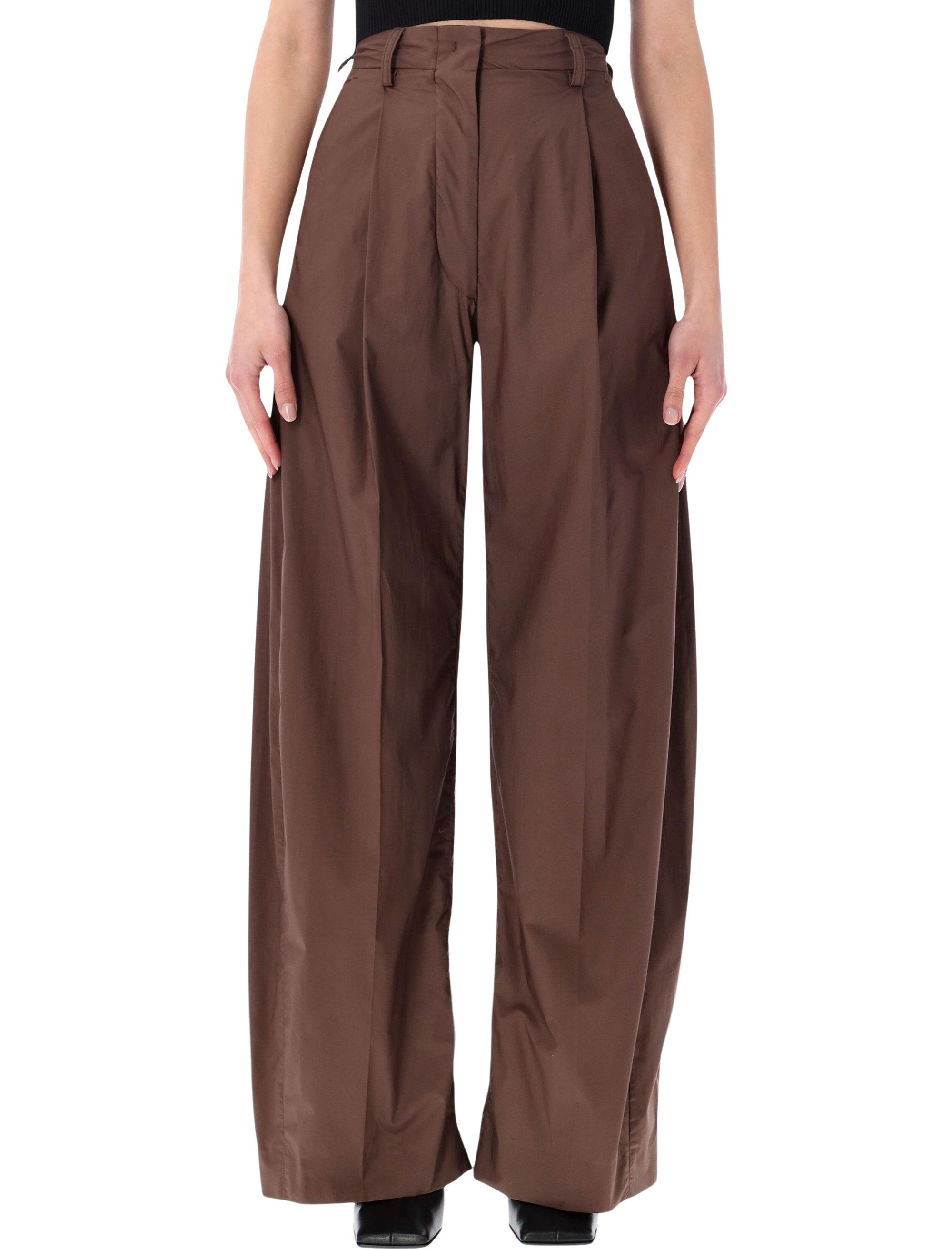 The Latest Billie poplin pants Brown Cotton