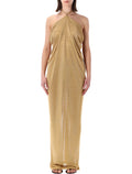 Alberta Ferretti gold lurex open-back dress Viscosa