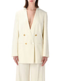 Alberta Ferretti double-breasted gold button blazer Ivory Viscose Lining