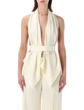 Alberta Ferretti draped scarf-effect top Ivory Viscose