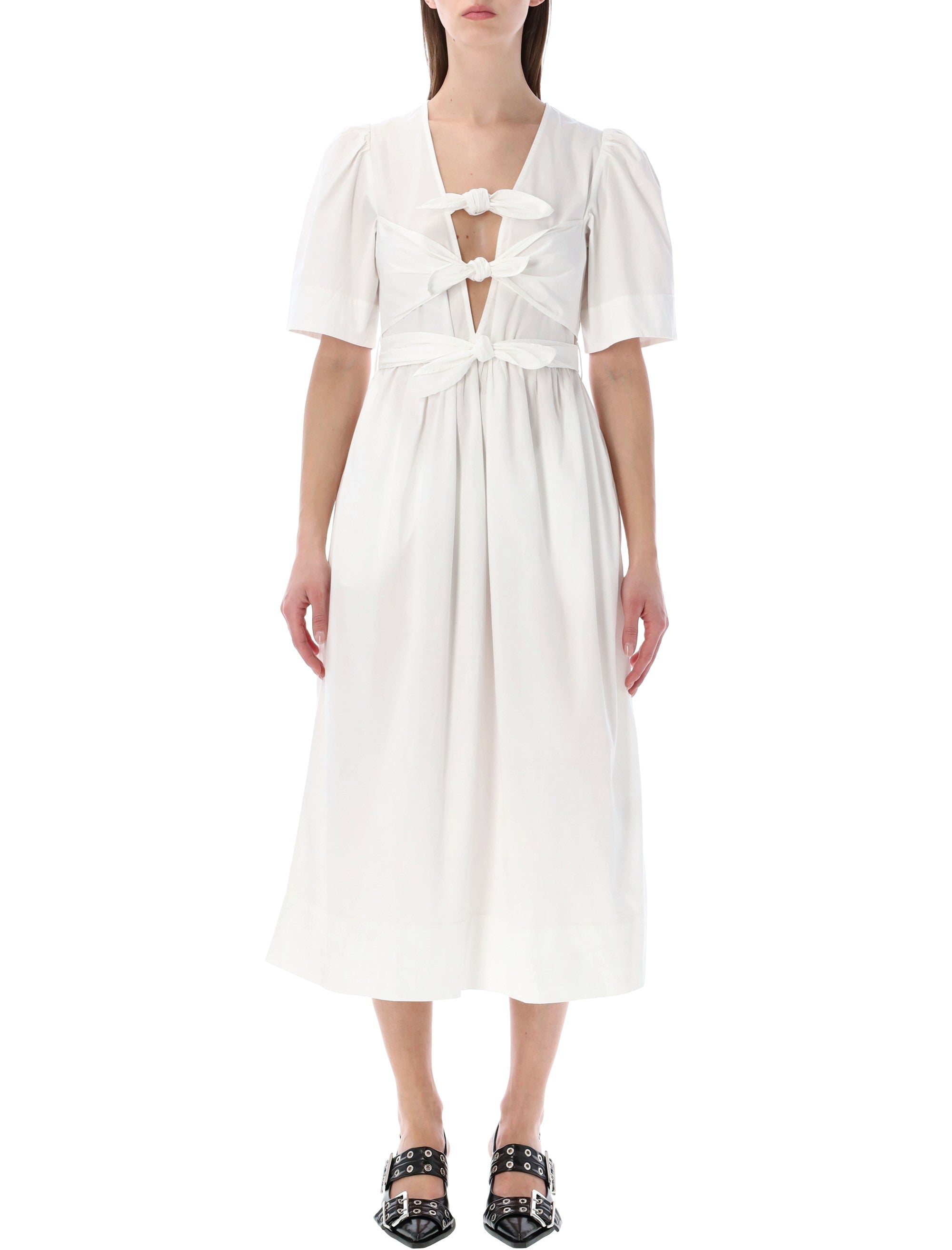 Ganni white cotton midi dress Birght Organic