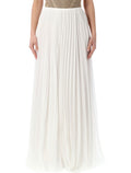 Ralph Lauren pleated jersey Niccola maxi skirt Cream Polyester