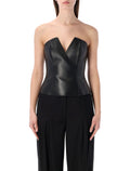 Ralph Lauren Harling lambskin bustier Black Leather Lining Top