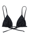Lets Swim triangle bikini top with metal branding Black Recycled Polyamide
