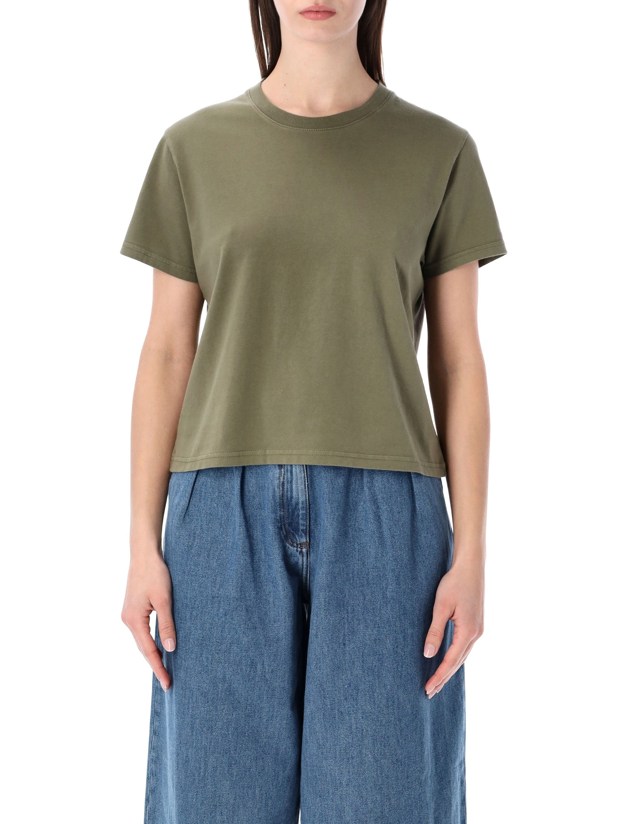 Colorful Standard organic boxy crop Tee Dusty Olive Cotton T-shirt