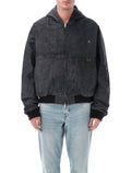 Represent Hooded Bomber Jacket Washed Black Cotton