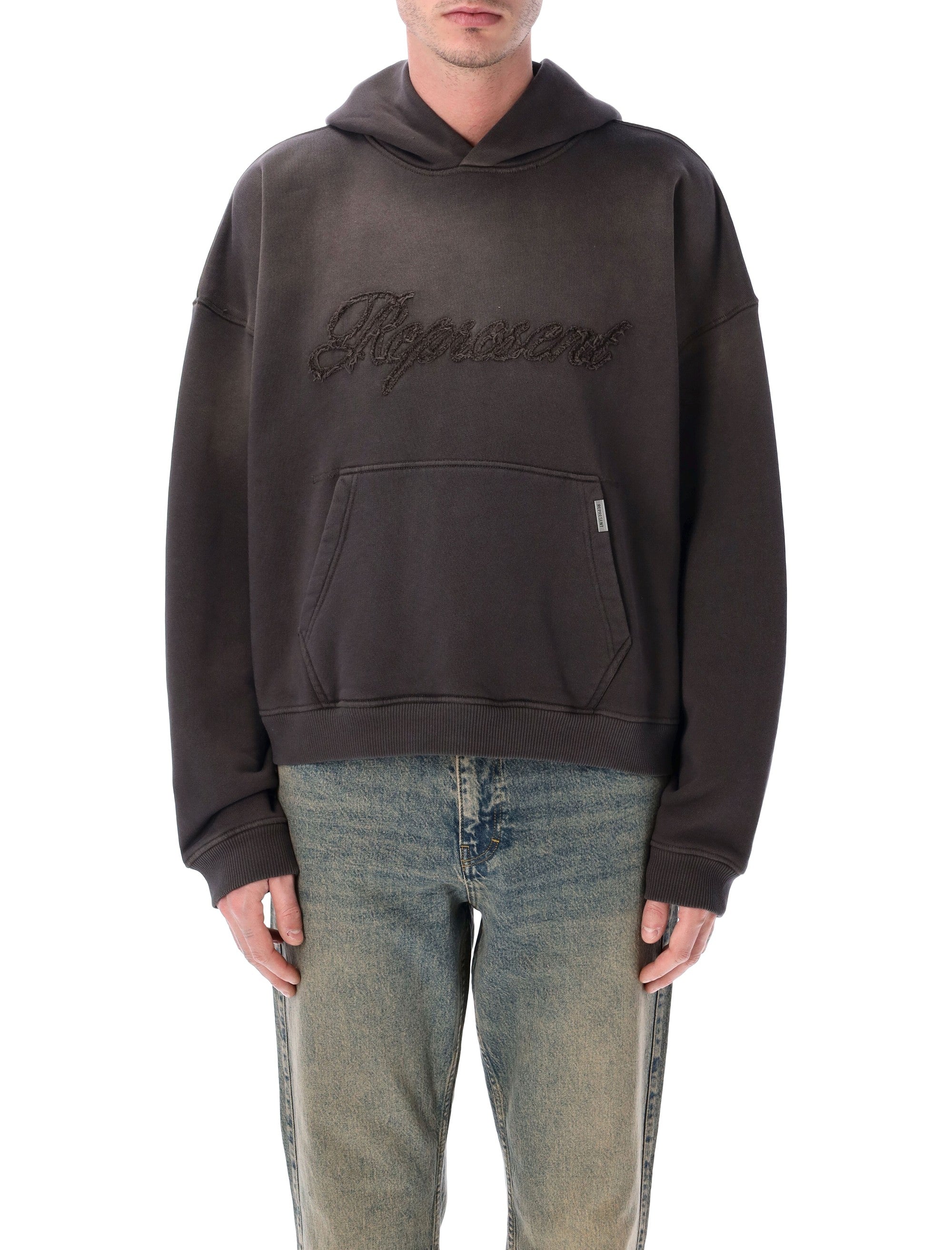 Represent Rep Reverse Applique cotton hoodie After Dark Rib Sweatshirt