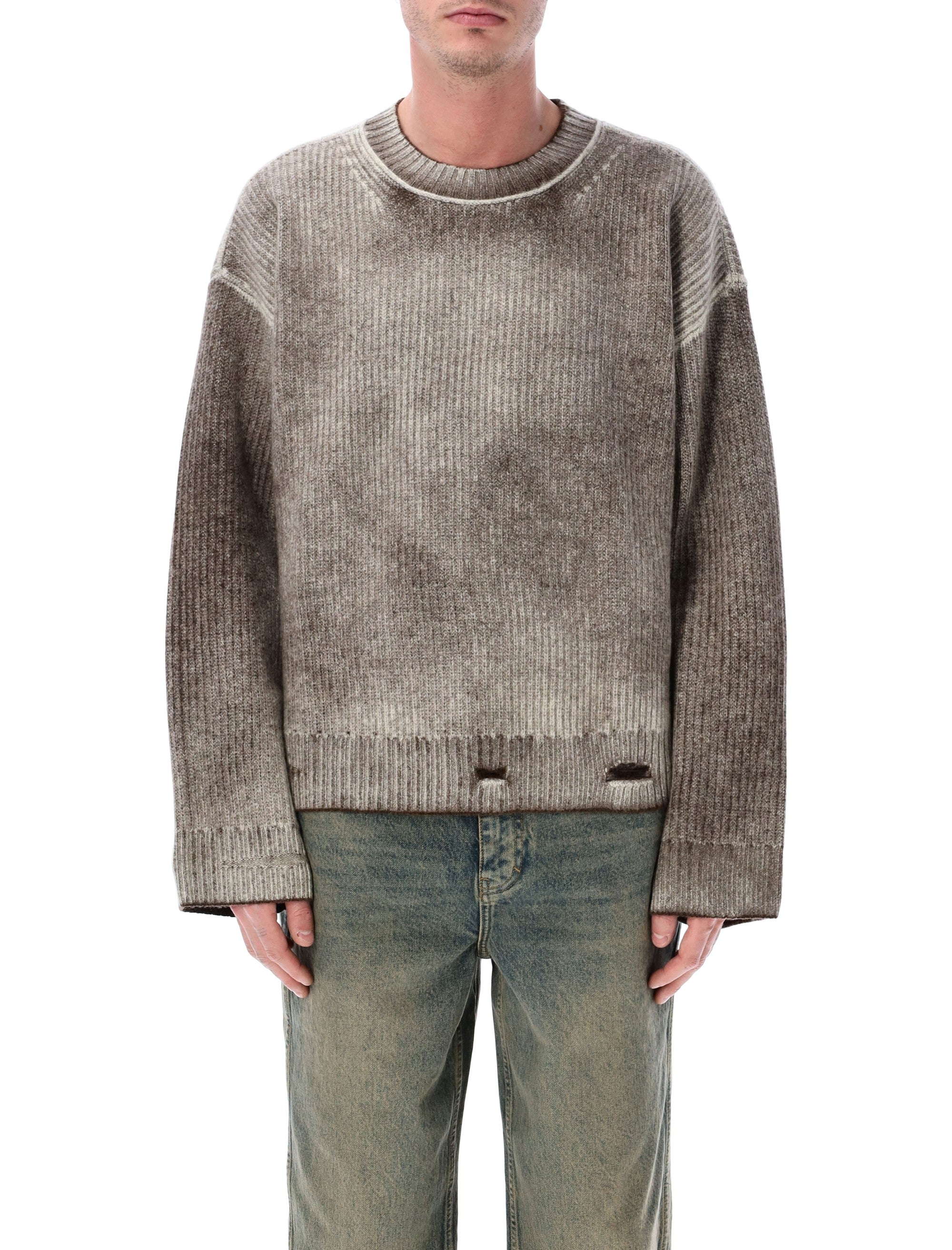 Represent Reversible Fade Out Rib Knit Sweater Brown Wool