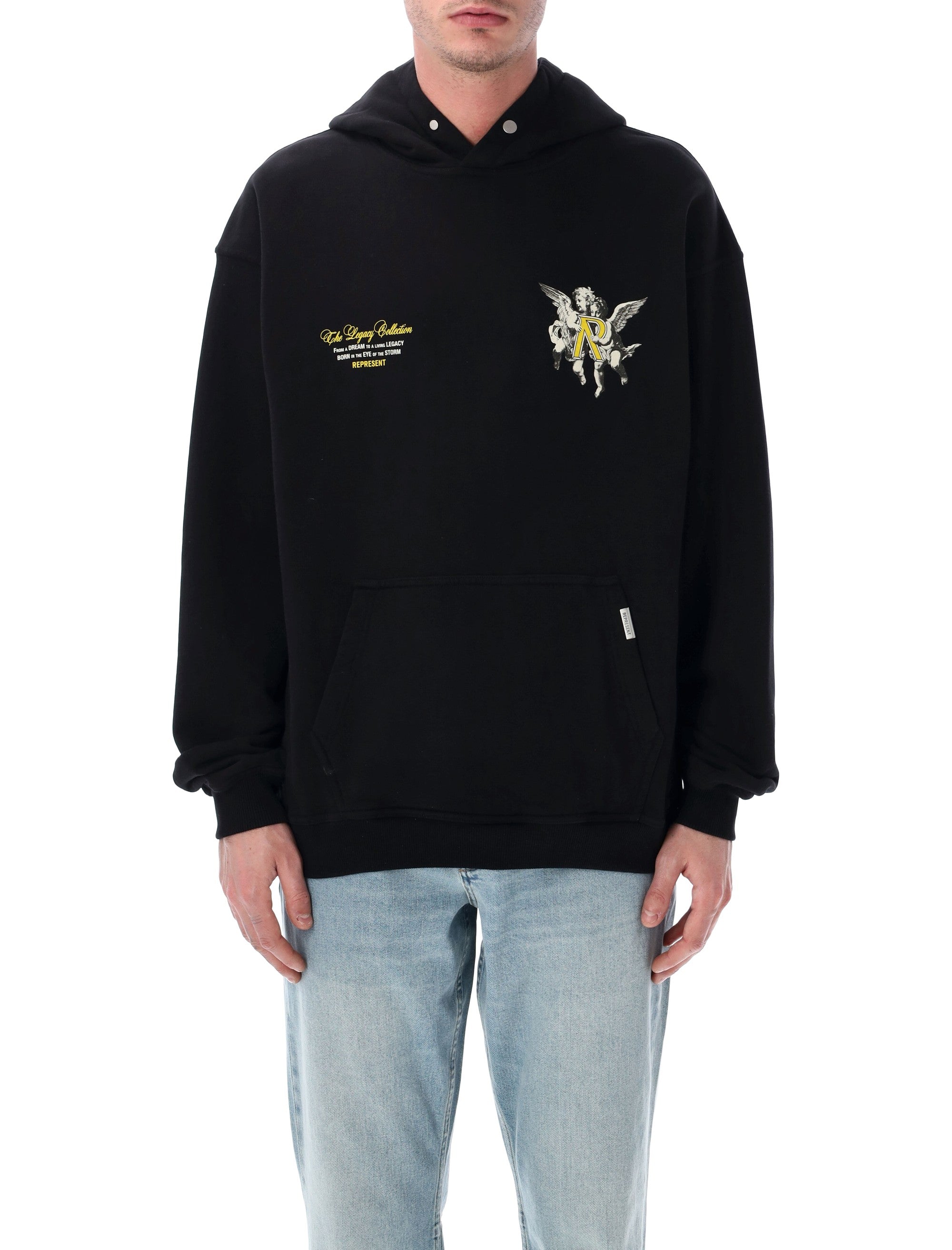 Represent Legacy Cherubs cotton hoodie Jet Black Rib Sweatshirt