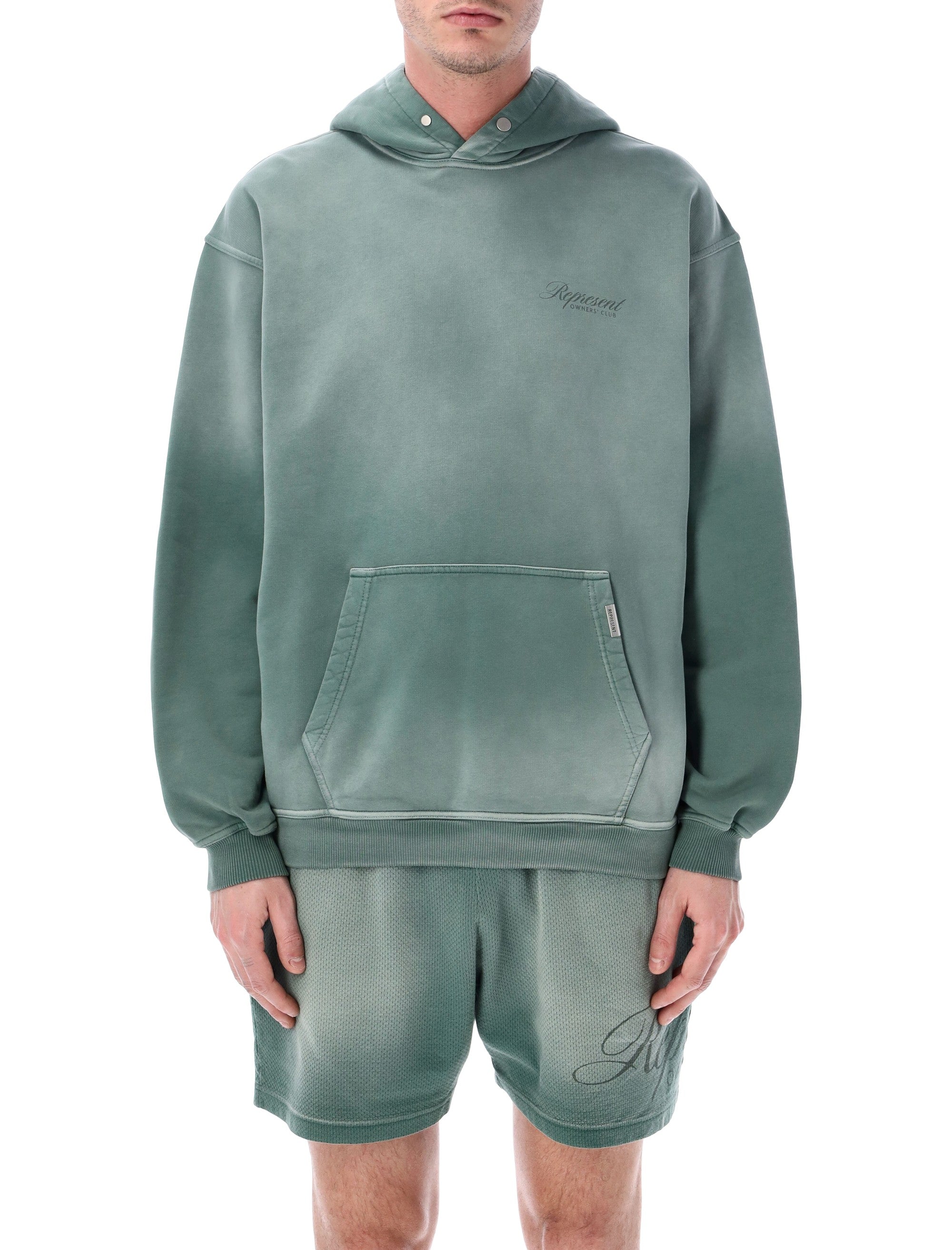 Represent Owners Club script hoodie Vintage Green Cotton Rib Sweatshirt