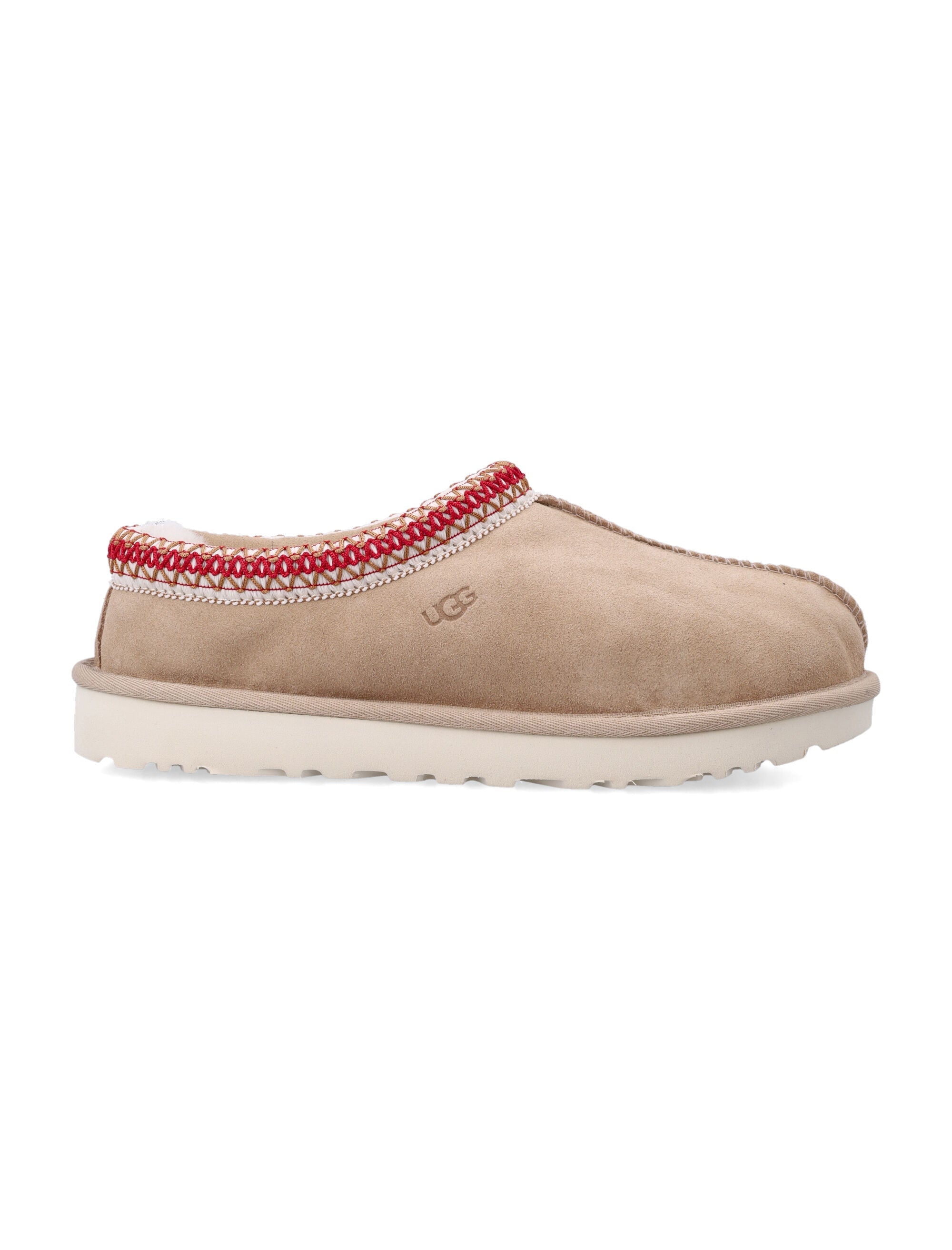 Ugg Tasman Ii Womens Suede Slippers Sand Dark Cherry Upper Mules