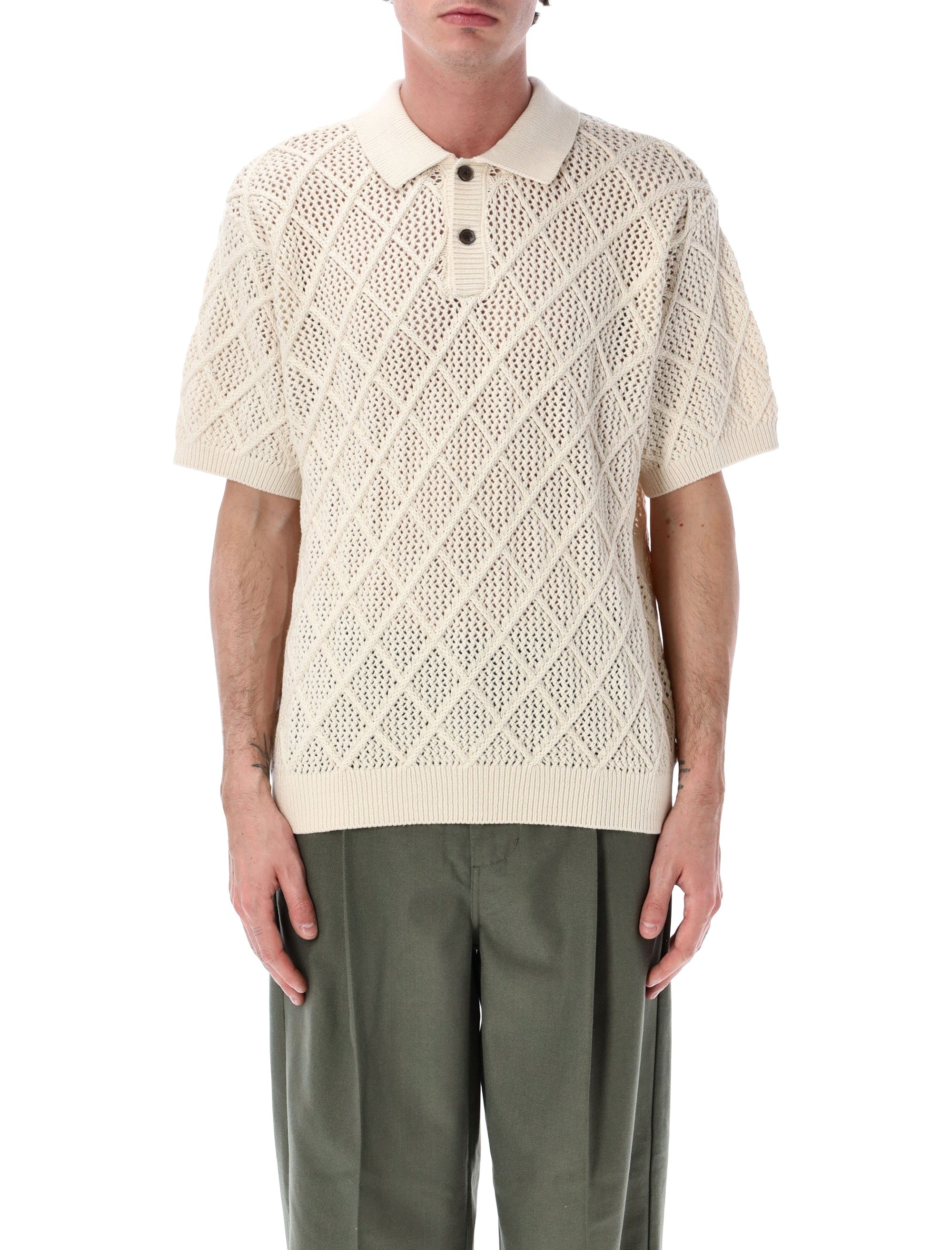 Obey Eryk Textured Knit Polo Birch Cotton T-shirt
