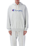 Champion Relaxed-Fit Hoodie With Logo Grey Mel Cotton Sweatshirt