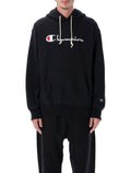 Champion Relaxed-Fit Hoodie With Logo Black Cotton Sweatshirt
