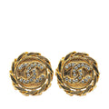 Gold Plated CC Rhinestones Clip on Earrings