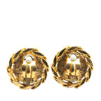Gold Plated CC Rhinestones Clip on Earrings