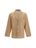 Dolce & Gabbana Froissé Striped Linen Blend Shirt — Beige