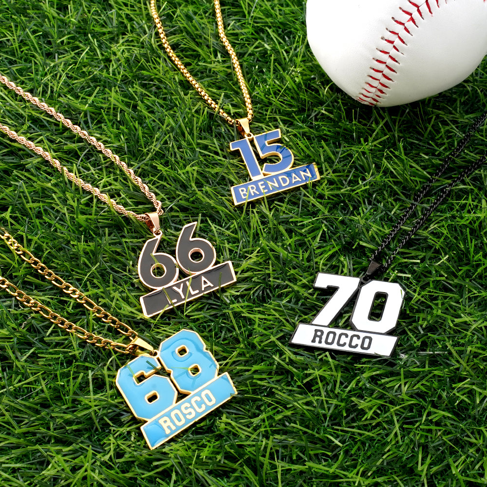 Collar deportivo personalizado con número y nombre Cumpleaños Aniversario Día del partido Regalo para la familia Amigos Aficionados al deporte
