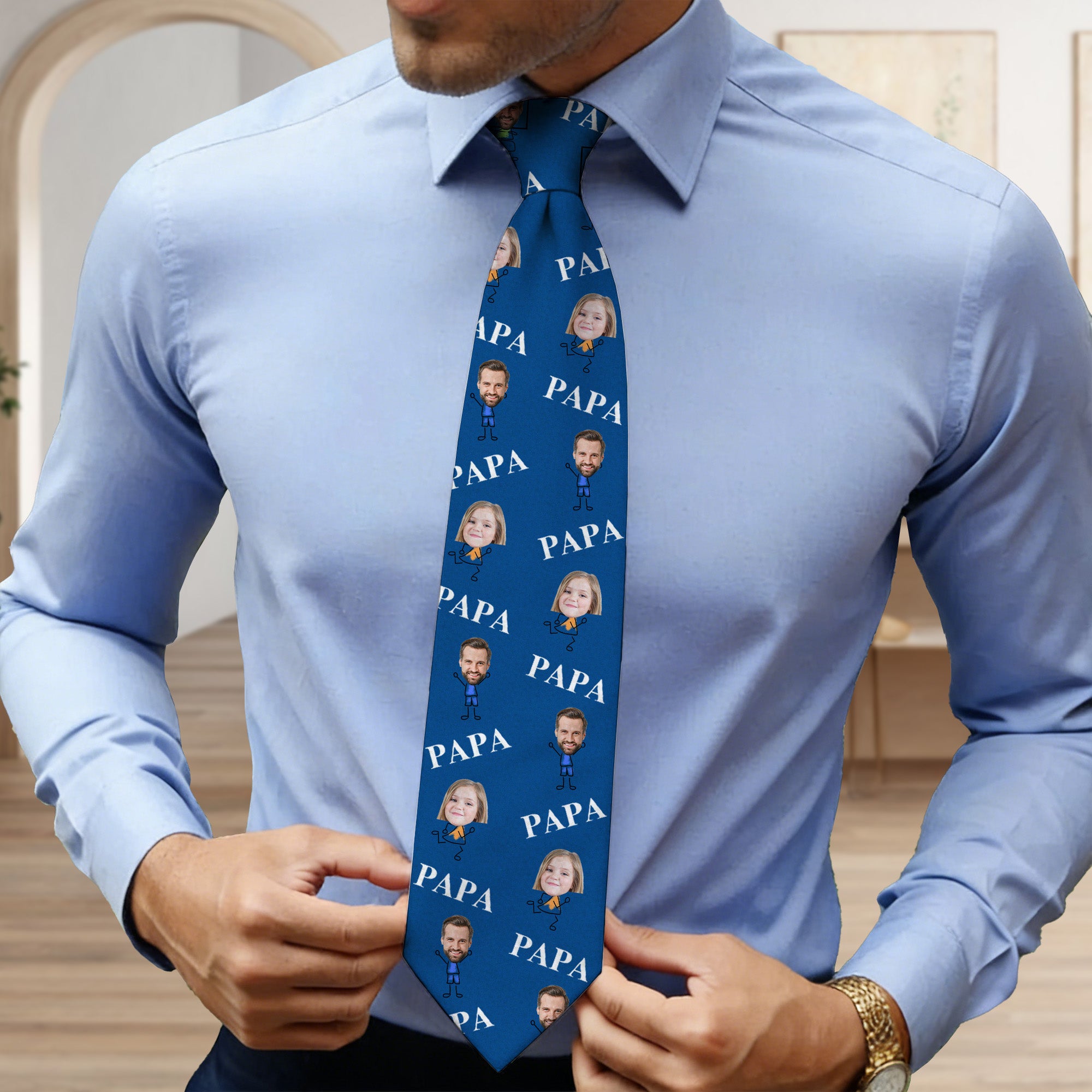 Personalizada Divertida 1-6 Cara Fotos Dibujos Acción Corbata Suave con Título Novedad Accesorio Día del Padre Cumpleaños Regalo para Abuelo Papá Hombre