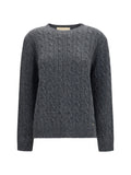 Valentino Virgin Wool Cable-Knit Sweater — Gray
