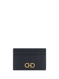 Ferragamo Gancini Embossed Calf Leather Card Case — Black