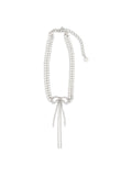 Self-Portrait Crystal Double Bow Choker Necklace — Silver