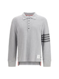 Thom Browne Textured Piqué 4-Bar Polo — Gray