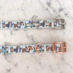 Bee Happy Dachshunds Blue Handmade Dog Collar