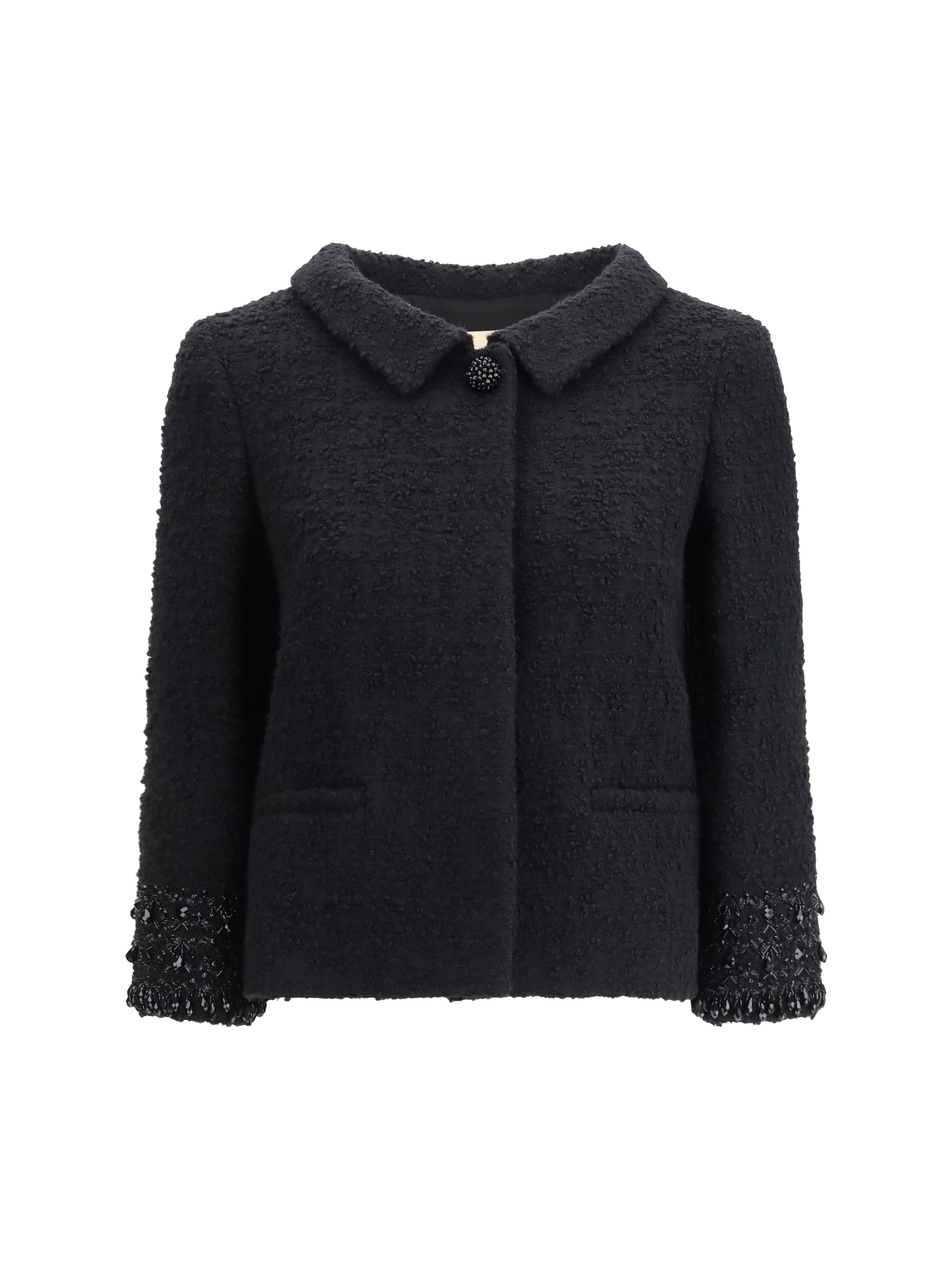 Valentino Tweed Virgin Wool Jacket — Black