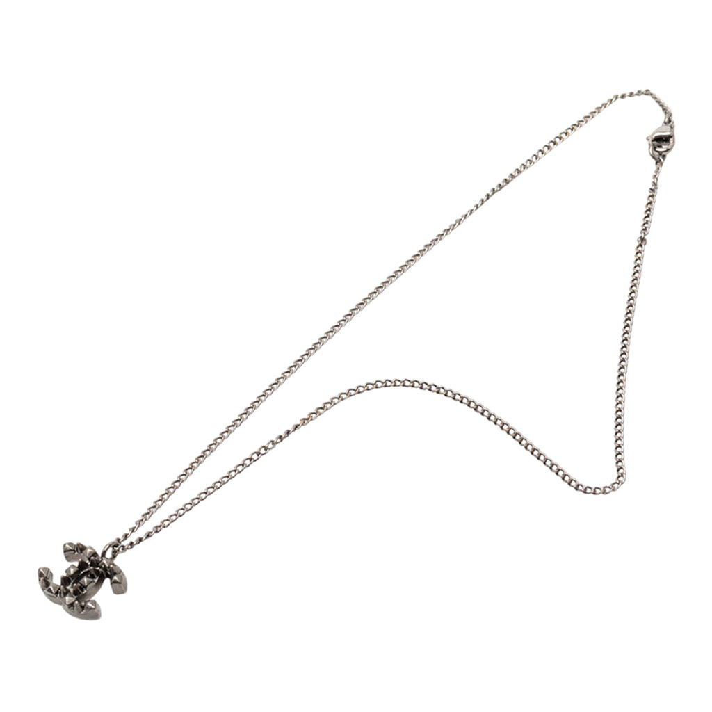 Ruthenium Plated CC Spiked Pendant Necklace