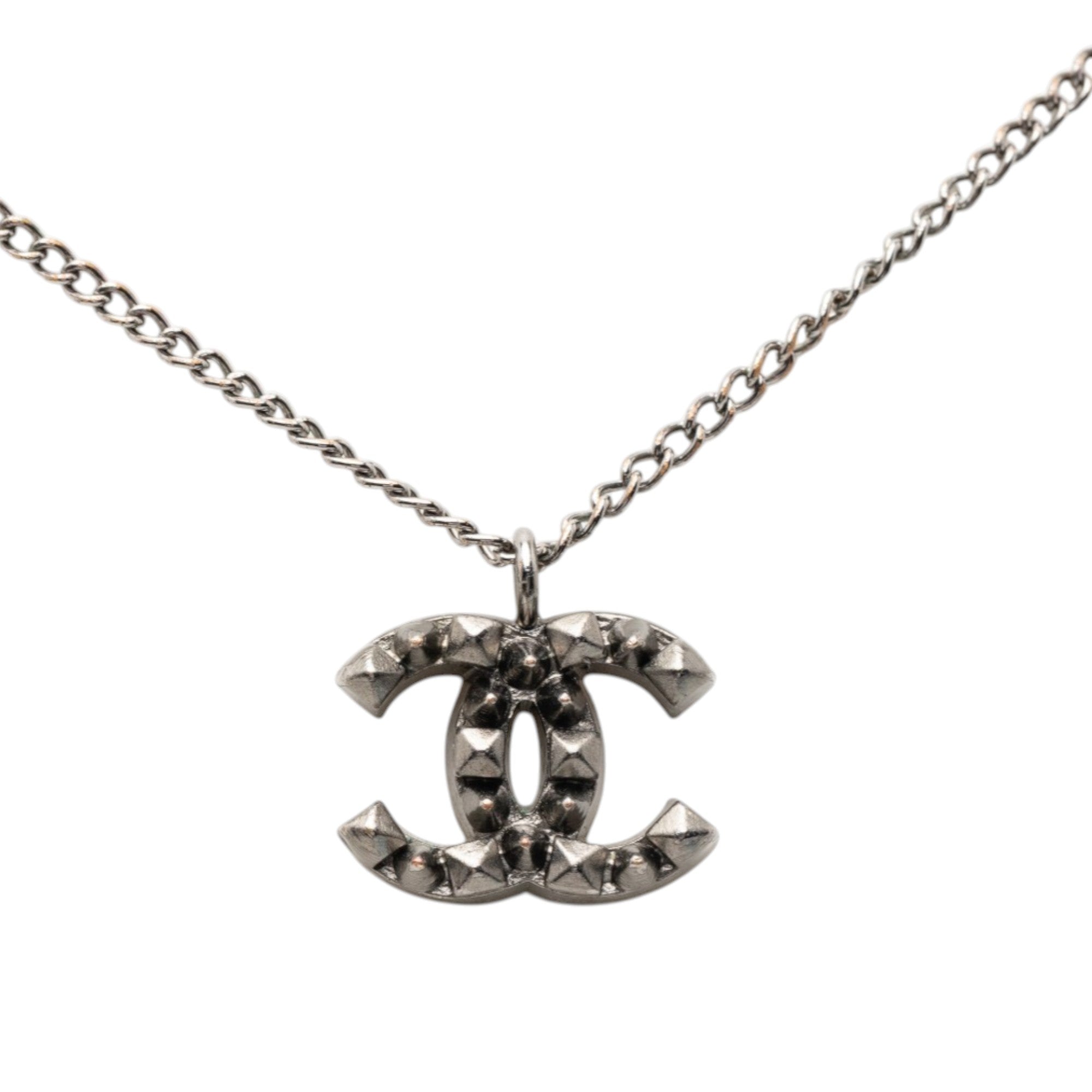 Ruthenium Plated CC Spiked Pendant Necklace
