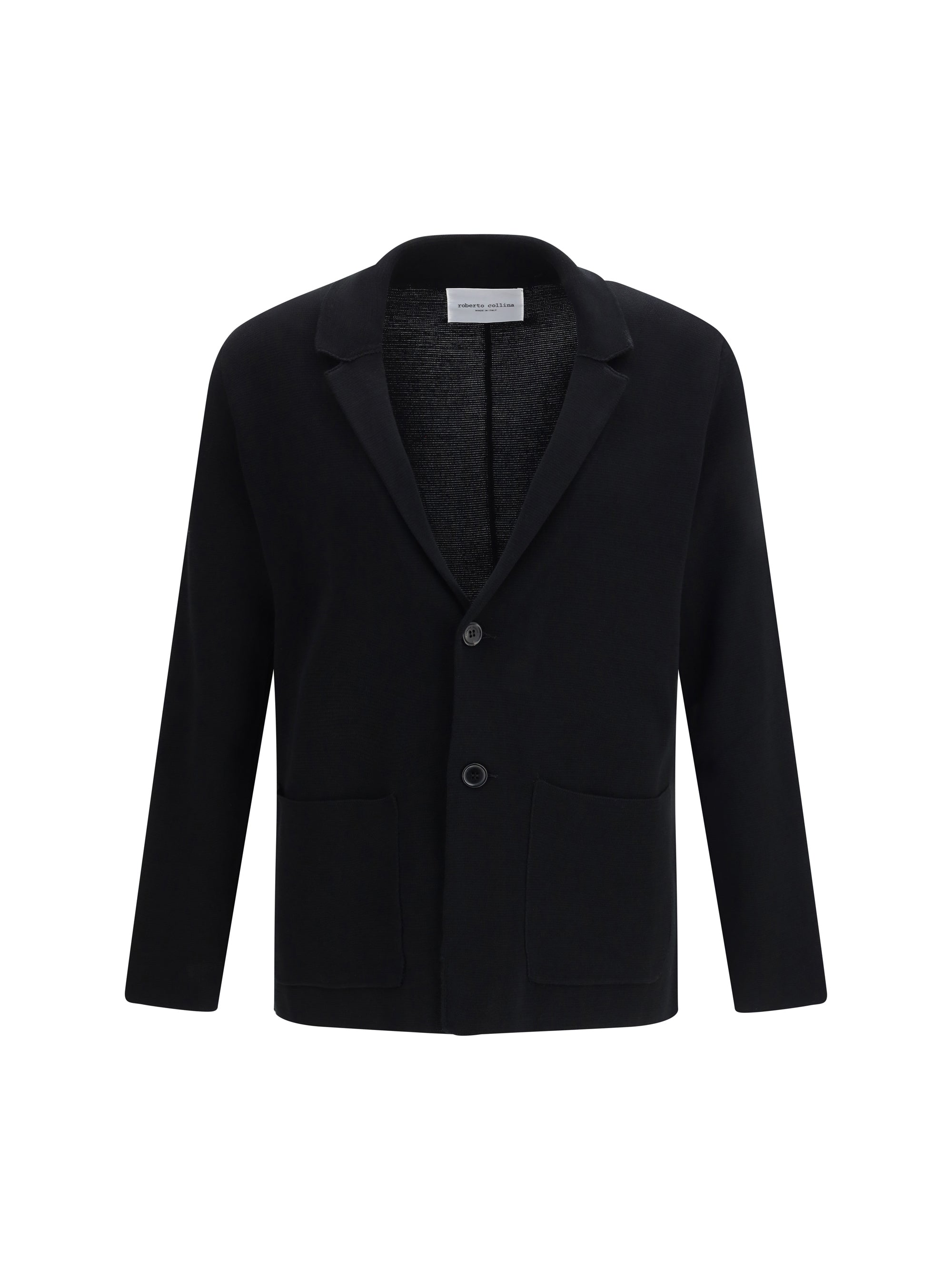 Roberto Collina Knit Lapel Blazer — Black