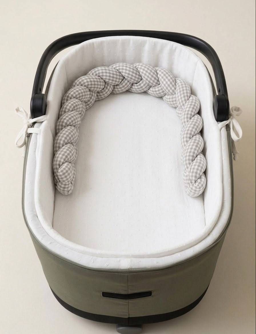 TRENZA PROTECTORA CAPAZO de COCHECITO | Cuadro Vichy Gris