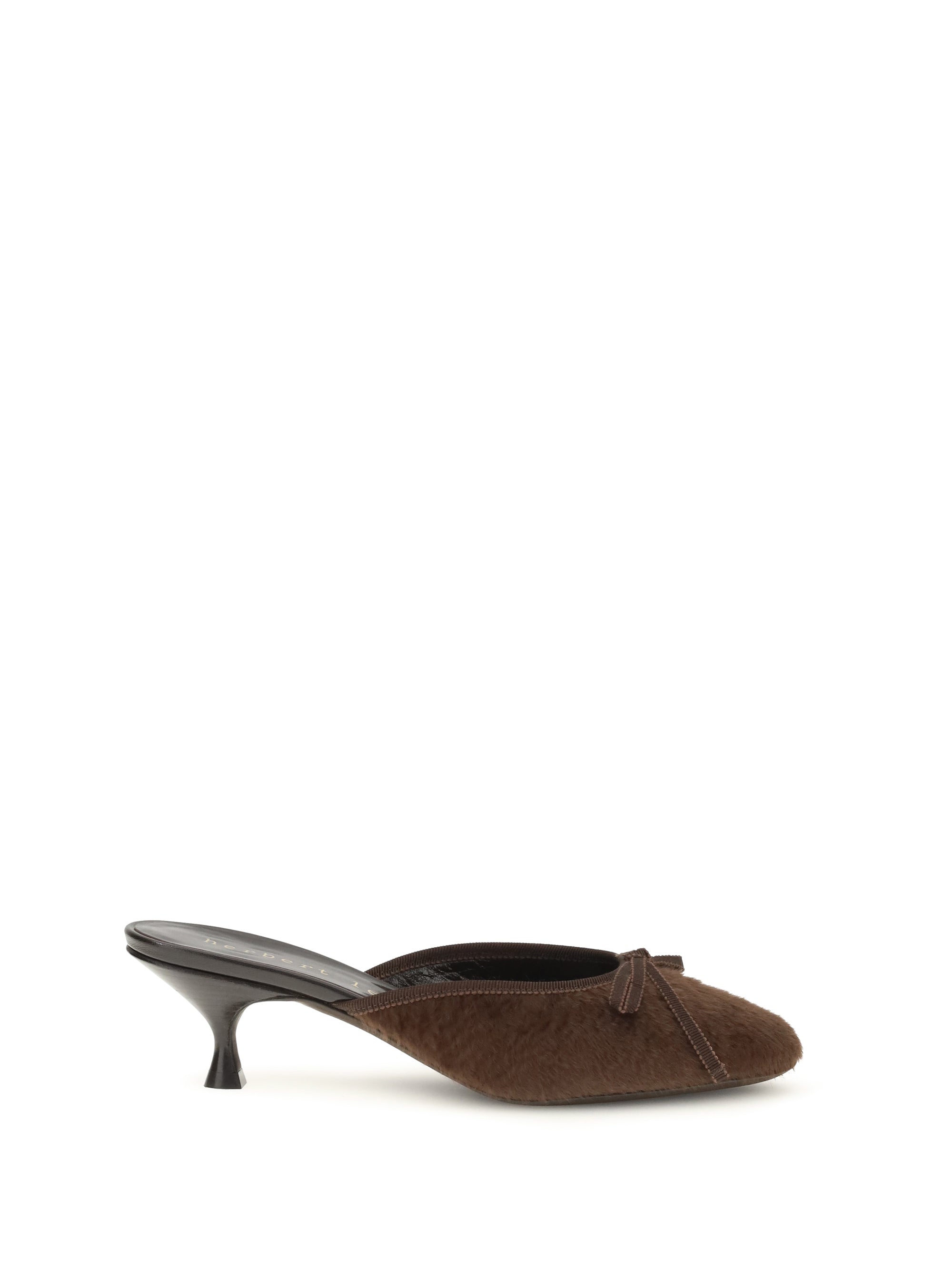 Herbert Levine Calf Hair Kitten-Heel Mule — Brown